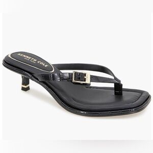 Kenneth Cole Gillie Kitten Heel Slide Sandal Black Crocodile Size 8.5